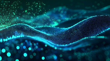 Abstract blue and green network landscape