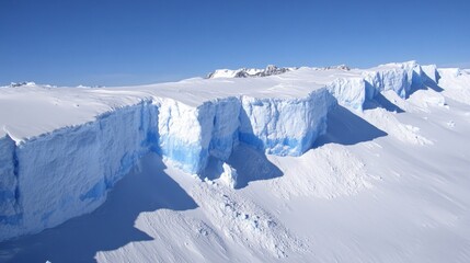 Majestic Aerial View of Glacier with Deep Blue Crevasses and Icy Textures