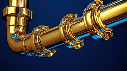 Naklejka premium Gold Piping System Close-up