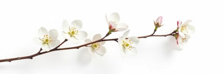 Obraz premium Single branch isolated on white background with subtle texture, elegant, branch