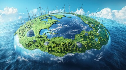 Fototapeta premium Abstract Representation of a Planet Centric Economy with Renewable Energy and Sustainable Initiatives