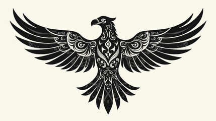 Obraz premium Ornate Avian Silhouette A Majestic Bird of Prey with Intricate Wing Detail
