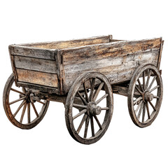 Fototapeta premium An old wooden cart with two wheels.