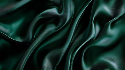 Fototapeta premium Dark emerald and forest green swirls, moody and luxurious with fluid glossy textures