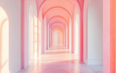 Obraz premium The walkway is illuminated by soft lighting, creating a calm and inviting atmosphere. The light enhances the path, making it stand out in the surrounding environment.