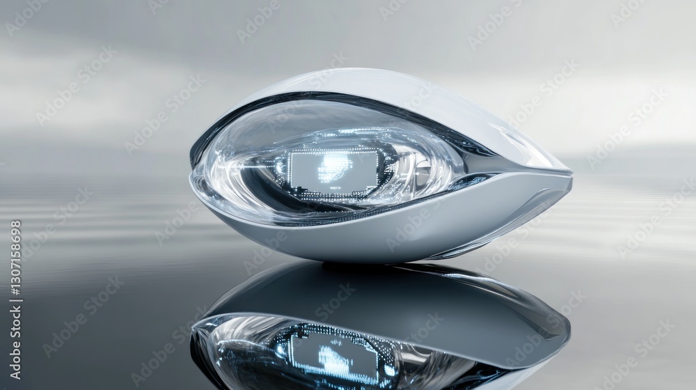 Aufkleber futuristic white technological device with a circuit board inside its core