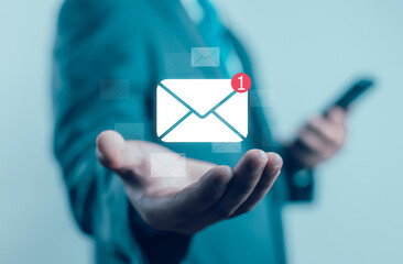 New email notification concept, business online communication, email communication, digital...
