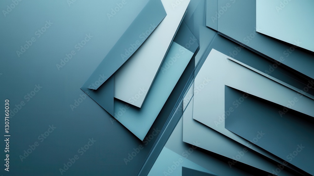 Leinwandbilder professional paper art background with geometric shapes in muted blue and gray tones for reliable do