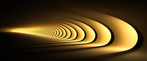 Abstract gold tunnel leading to light.