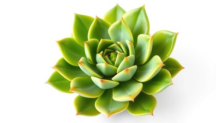 Fototapeta premium A vibrant green succulent plant, isolated on pure white, healthy, cactus