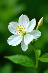 Obraz premium White Oldenlandia capitellata blossoms in garden, herbal flower, garden, greenery