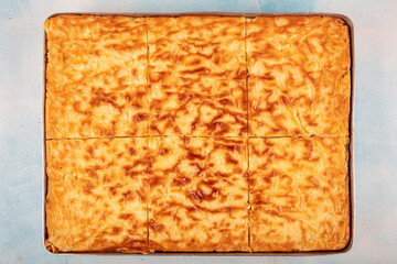Traditional Turkish pastries: Cheese water pastry (Su boregi). There are two types of water pastry...