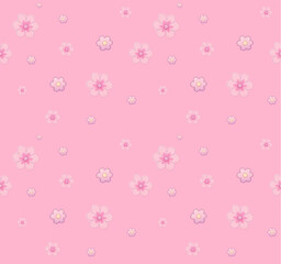 seamless pattern with pink flowers