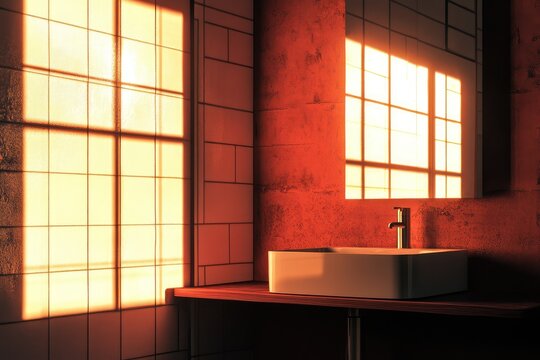New bathroom with mirror by Who is Danny, modern minimalist. AI generated illustration.