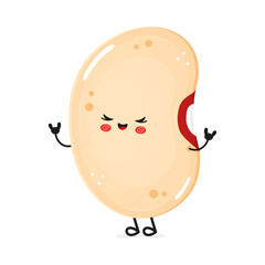 Rocking Kidney Bean Throws Devil Horns. Heavy Metal Legume Character