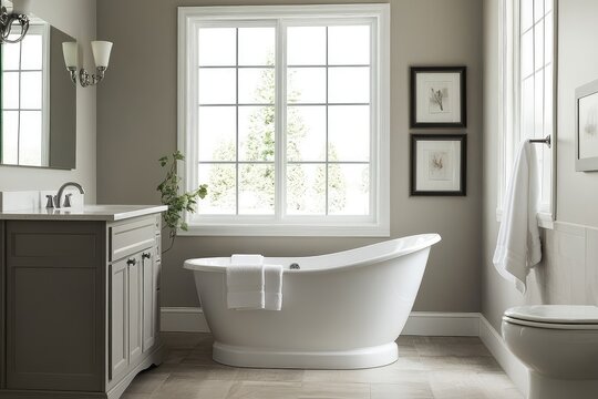 New bathroom with mirror by Who is Danny, modern minimalist. AI generated illustration.