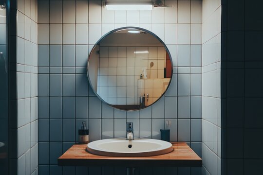 New bathroom with mirror by Who is Danny, modern minimalist. AI generated illustration.