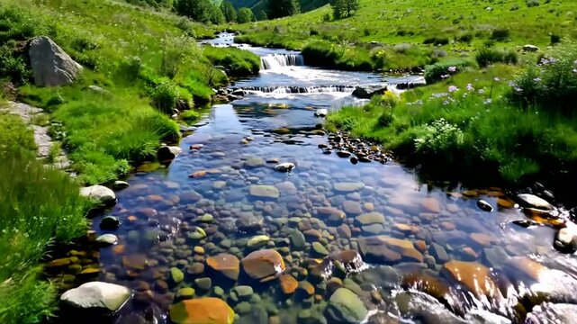 Clear Water Stram Flowing Down