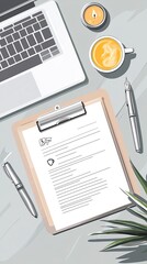Flat Lay of Candidate Resume and Professional Interview Setup, Best Job Candidate