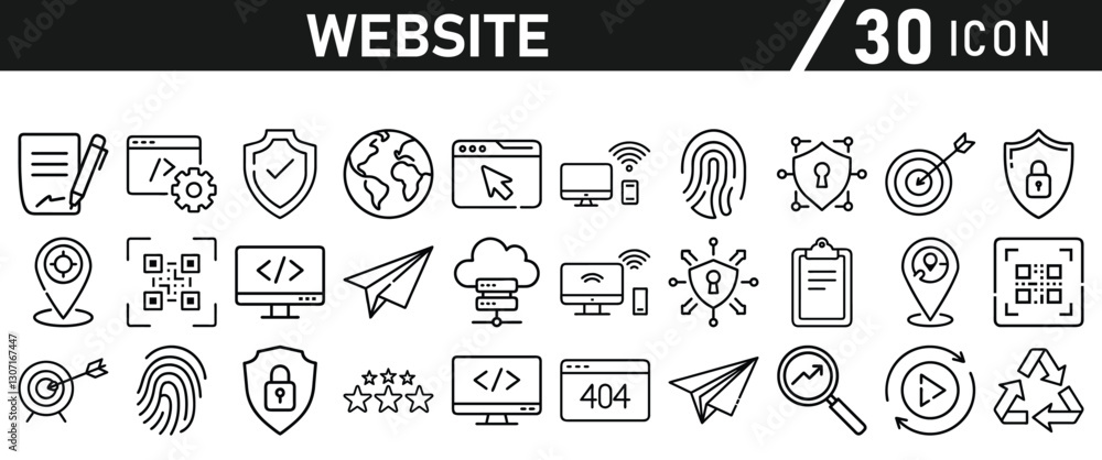 Poster website icon set inliner style. website set icon vector. for computer and mobile. vector illustratio
