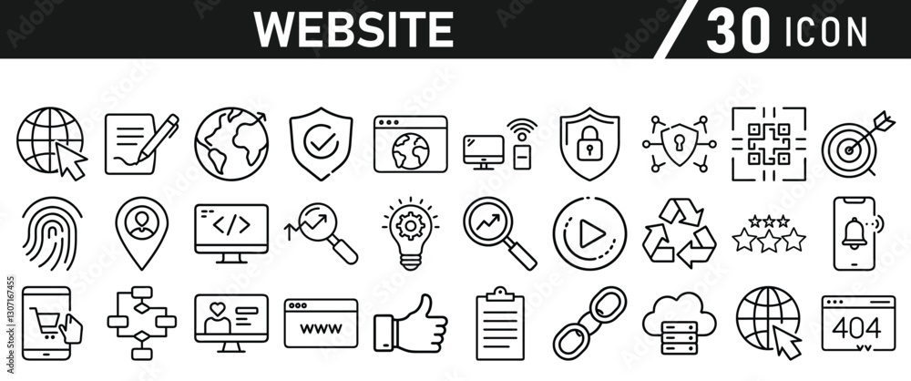 Poster website icon set inliner style. website set icon vector. for computer and mobile. vector illustratio