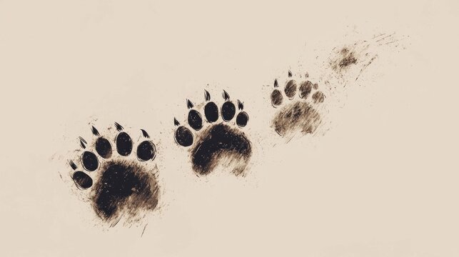 Sketch drawing of animal paw prints showing a trail