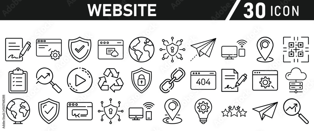 Poster website icon set inliner style. website set icon vector. for computer and mobile. vector illustratio