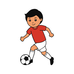 Obraz premium A boy playing football colorful vector illustration