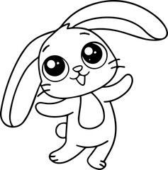 Obraz premium SVG vector features hand-drawn forest animals with line art. Playful Cartoon Bunny with Big Eyes and Happy Expression