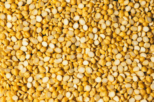 Top view of Split chickpeas, Yellow Chana dal , Bengal gram