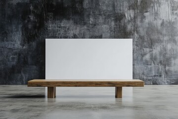 Perspective view on blank white screen in industrial hall. AI generated illustration.