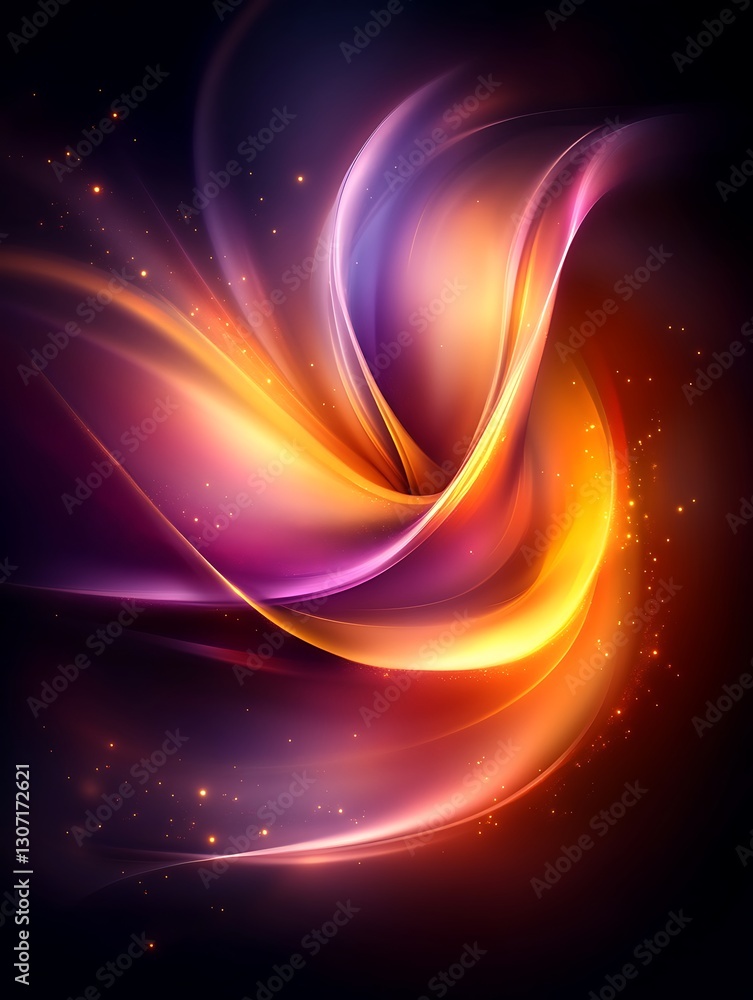 Poster graceful color streams with luminous accents and soft light reflections