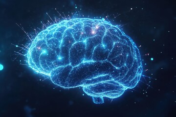 Fototapeta premium Detailed Scientific Visualization of Human Brain Neural Networks with Colorful Synaptic Connections Showing Complex Thought Processes