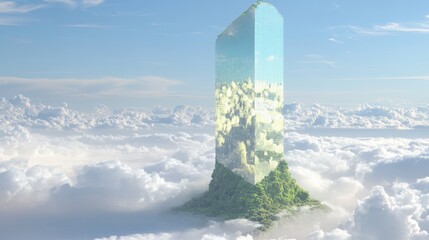 Transcendent Skyscraper: Futuristic Architecture Reflecting the Infinite Sky