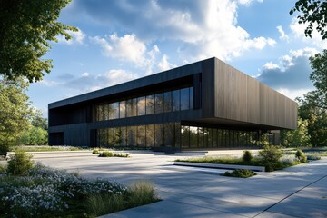 Obraz premium Modern Concrete Hall Design. AI generated illustration.