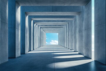 Fototapeta premium Modern Concrete Hall Design. AI generated illustration.