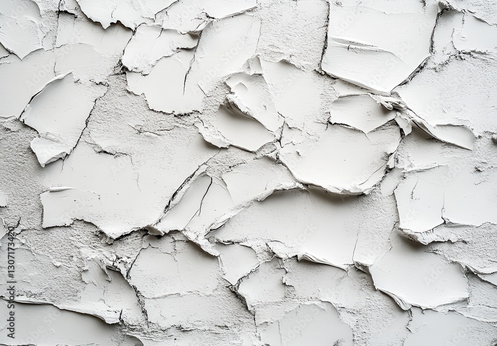 Aufkleber cracked and peeling white paint texture on wall surface, displaying layered and abstract patterns fo