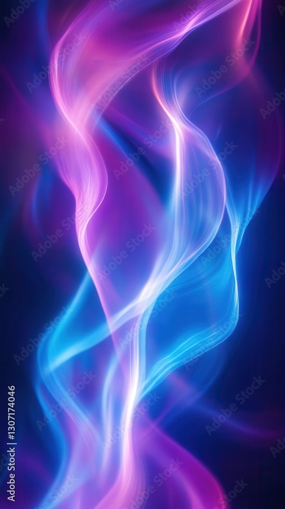 Aufkleber ethereal abstract light performance with flowing neon blues and purples creating organic motion patt