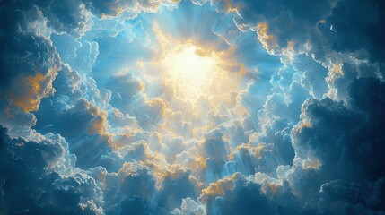 Heavenly light breaks through clouds