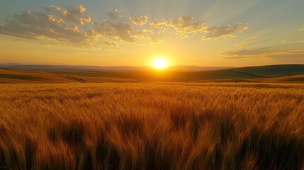 Golden wheat field at sunset. (2)