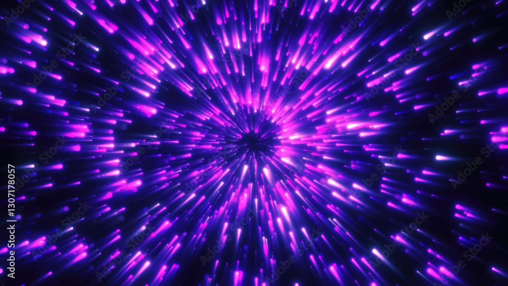 Poster abstract purple energy flow with motion effect and digital streaks creating a futuristic cosmic visu
