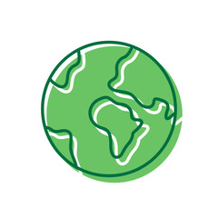 Green Ecology Planet Icon. Eco Green Global Pictogram. World Icon. Environmental Conservation. Editable Stroke. Isolated Vector Illustration