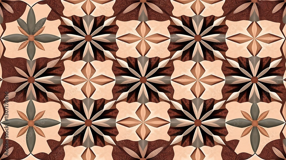 Poster geometric pattern: a visually stunning close-up of a symmetrical, repeating pattern, combining geome