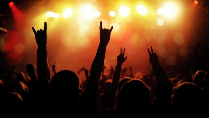 Energetic Crowd Enjoying Live Rock Concert With Vibrant Stage Lights
