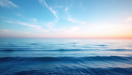 Obraz premium Serene ocean sunrise tranquil seascape digital photography calm waters wide angle nature's beauty