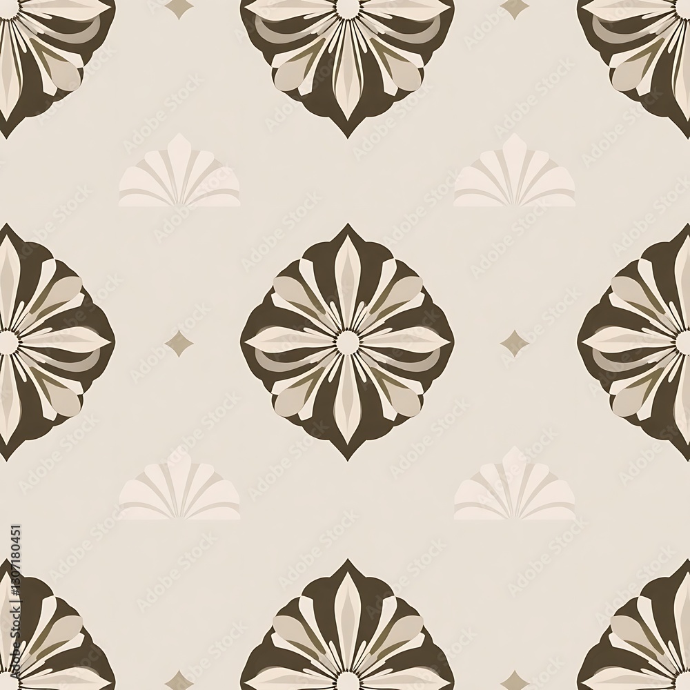 Poster geometric floral pattern: an elegant pattern featuring a repeating design of stylized floral motifs,