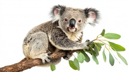 Fototapeta premium Koala on branch, white background