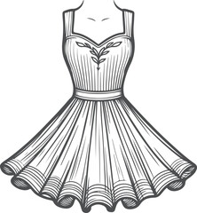 Women's Skater Dress technical fashion illustration template