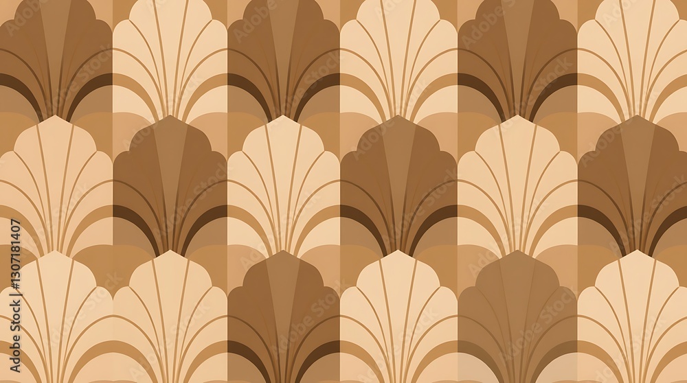 Poster art deco shell pattern: a stunning art deco seamless pattern featuring stylized shell motifs in vary