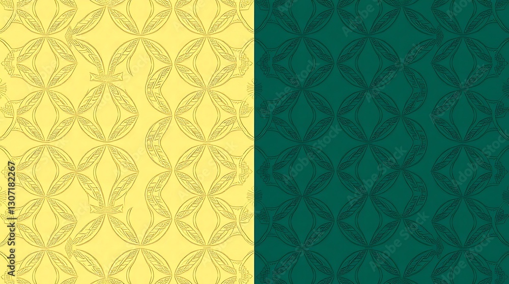 Poster symmetrical elegance: an exquisite graphic composition split between a vibrant yellow and a deep tea